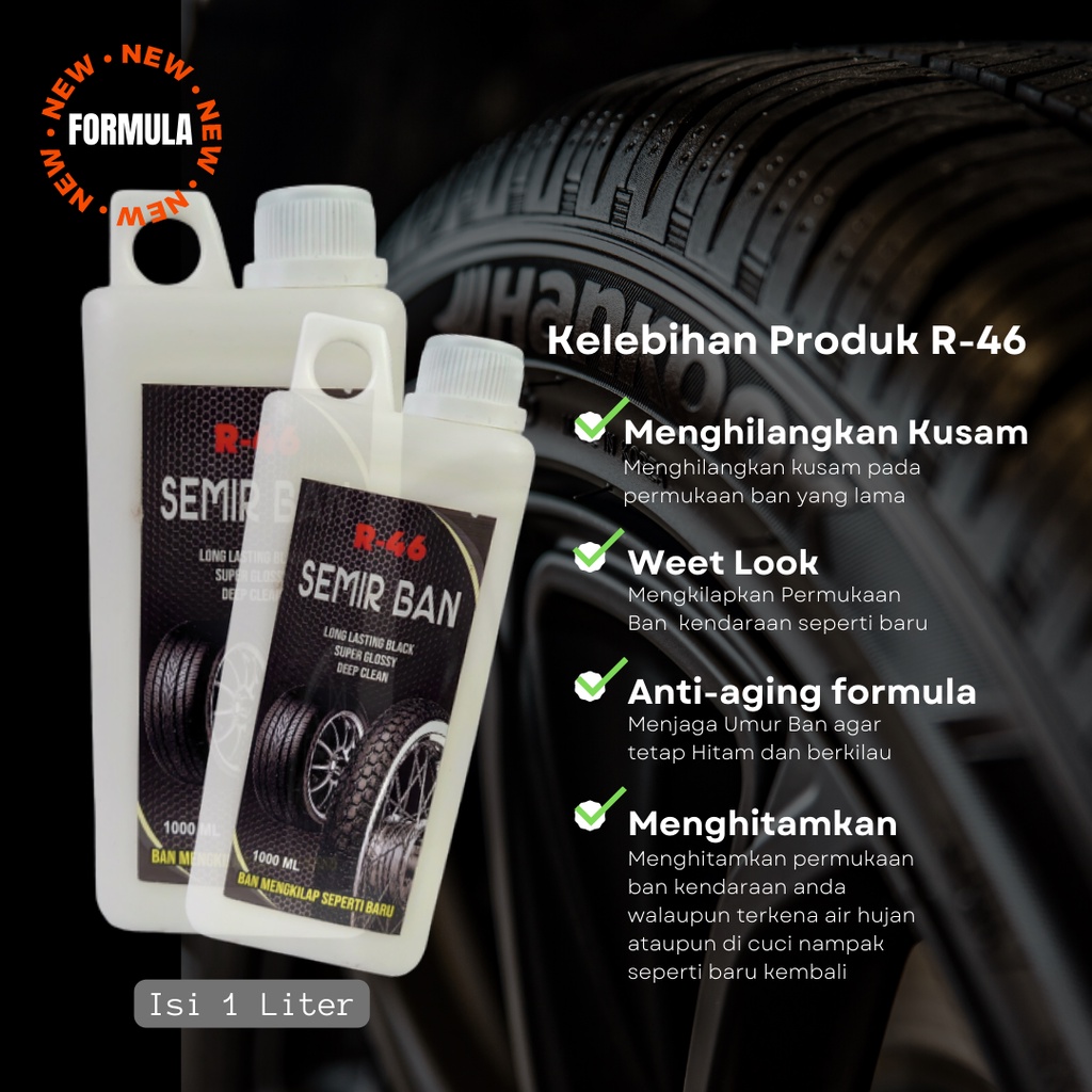 Semir Ban Motor dan Mobil R-46 Ukuran 1000ML / 1Liter