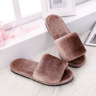 Silife Sandal  Selop Wanita Bahan Plush Katun Bulu  Tebal 