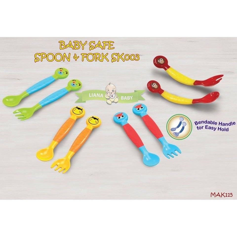 MAK115 BABY SAFE SPOON &amp; FORK SK003 SENDOK GARPU ANAK