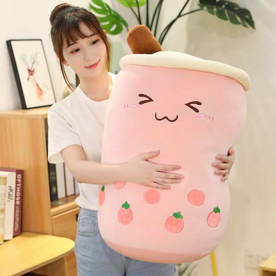 Boneka bantal boba milk tea brown sugar ukuran JUMBO