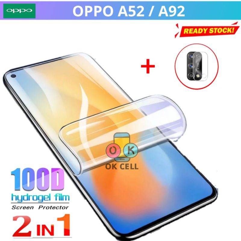 2in1 - Nano Hydrogel Film Anti Gores Oppo A52 A92 Screen Guard Protector Full Layar Kamera Premium