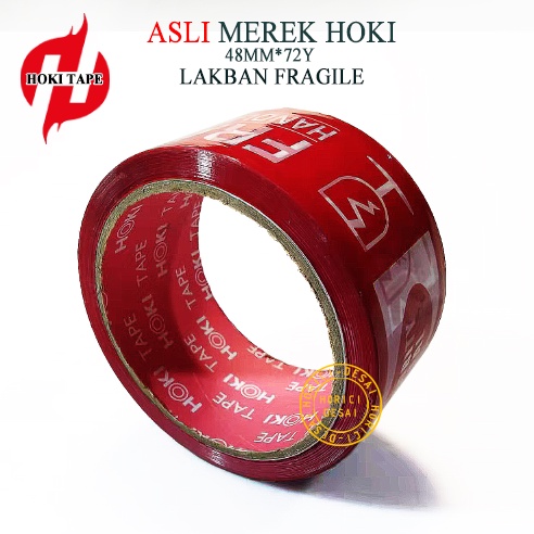 ASLI FULL MEREK HOKI LAKBAN FRAGILE 48MM*72Y JANGAN DI BANTING ISOLASI