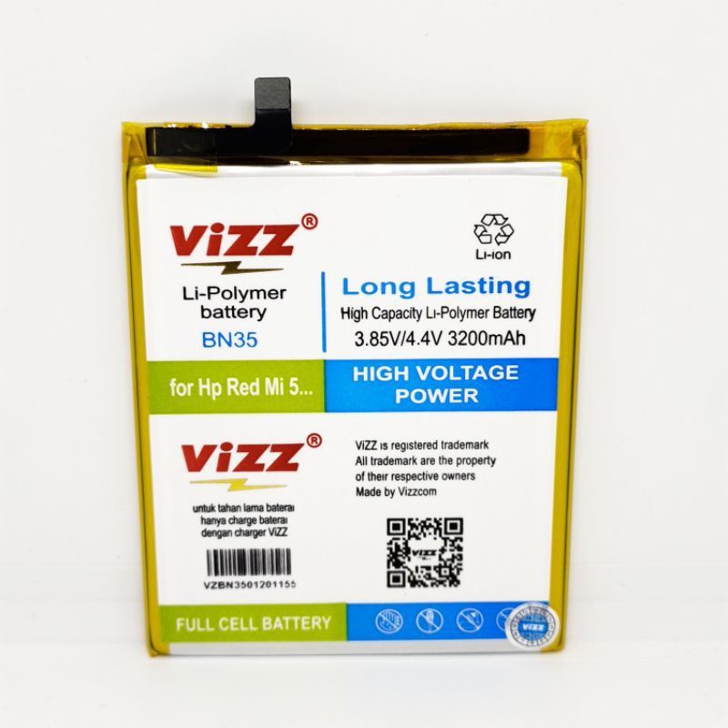 Baterai Xiaomi Redmi 5/BN35 Original Vizz
