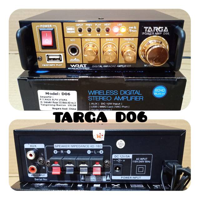 Power Amplifier TARGA D-06 Ampli Mini Bluetooth Karaoke