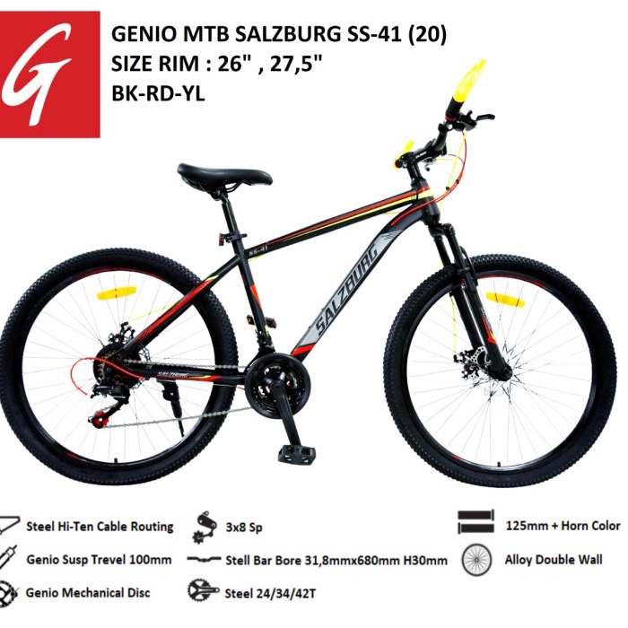 SEPEDA GUNUNG - 27.5" inch - GENIO SALZBURG - 24 SPEED - STEEL FRAME