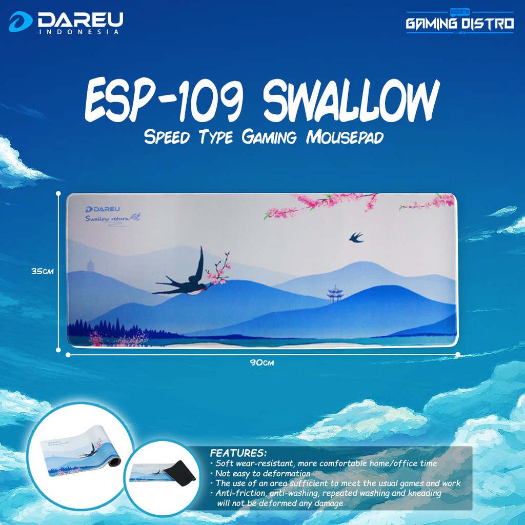 Mousepad Dareu ESP109 Swallow Blue White XXL Extended
