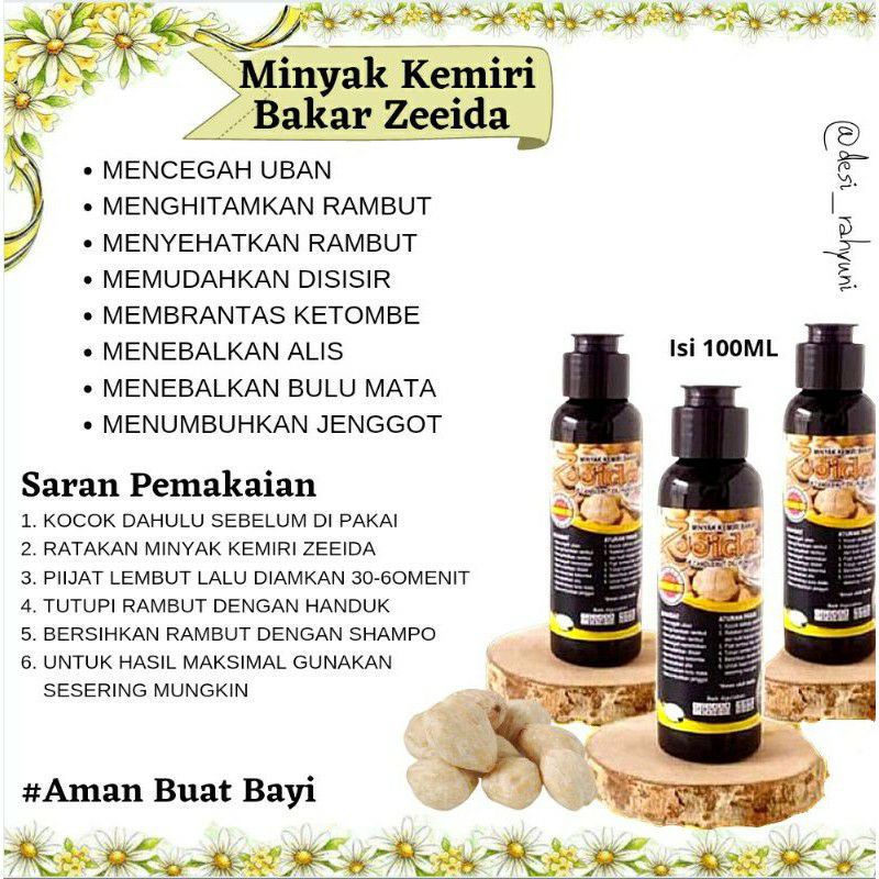 MINYAK KEMIRI BAKAR ZEEIDA KEMIRI BAKAR | PENYUBUR RAMBUT