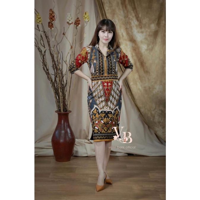 Dress Sinaran Ziper - Violin Batik