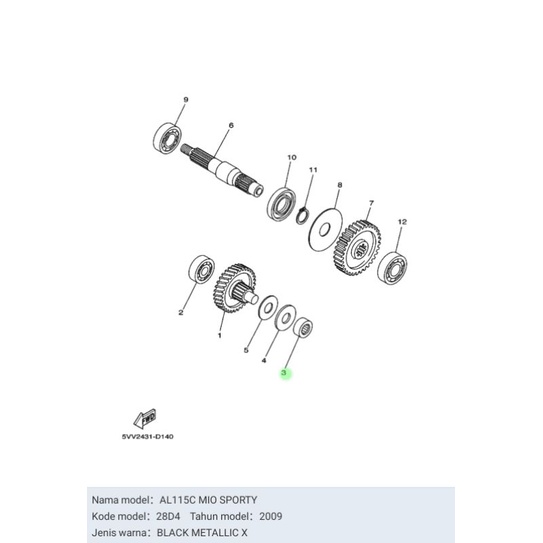 BEARING LAHER RASIO MIO SPORTY ASLI ORI YAMAHA 93311 315Y6