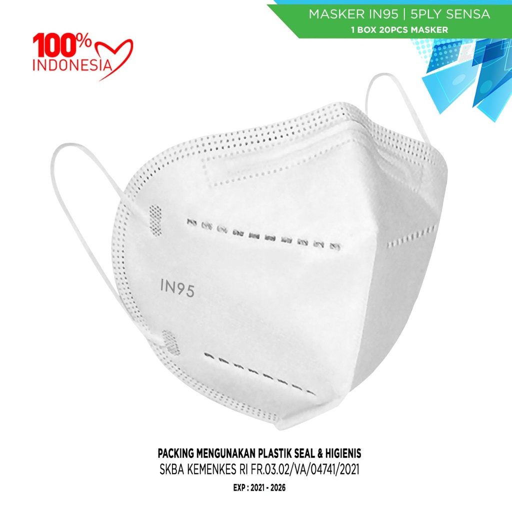 MASKER KN95 5PLY SENSA ORIGINAL INDONESIA / IN95 ISI 20PCS