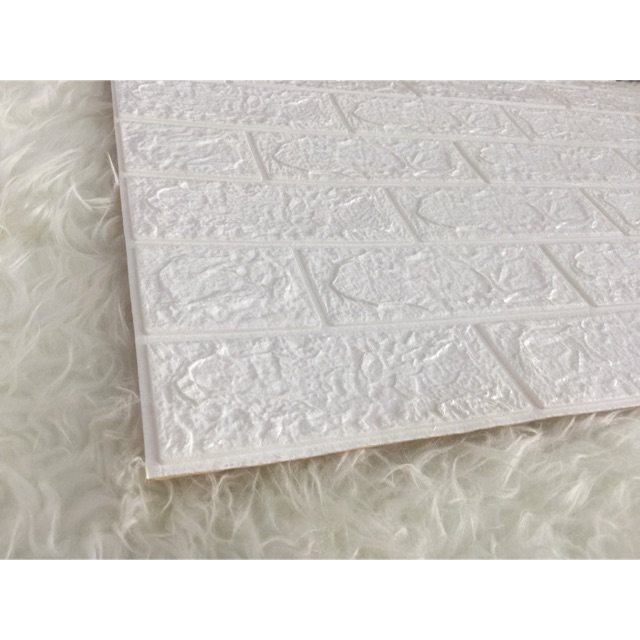 Wallpaper Sticker Foam 3D Batu Bata Putih 77cm x 70cm