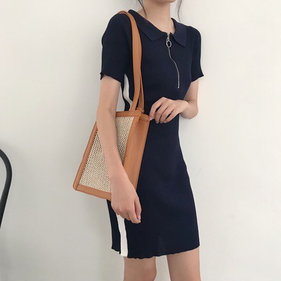Chic dress - Dress wanita bodycone navy, hitam - Baju import cina by vone_310