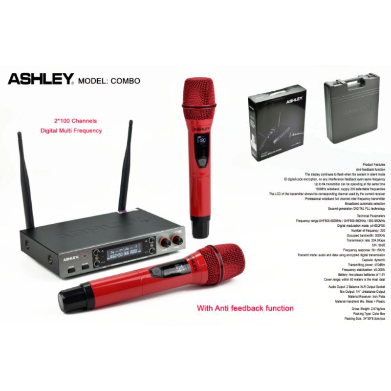 Ashley mic wireless  ashley Combo garansi 2tahun free koper