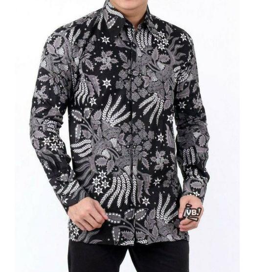 Baju Batik Pria Lengan Panjang Motif Blarak Abu –NBA.02Jl22l
