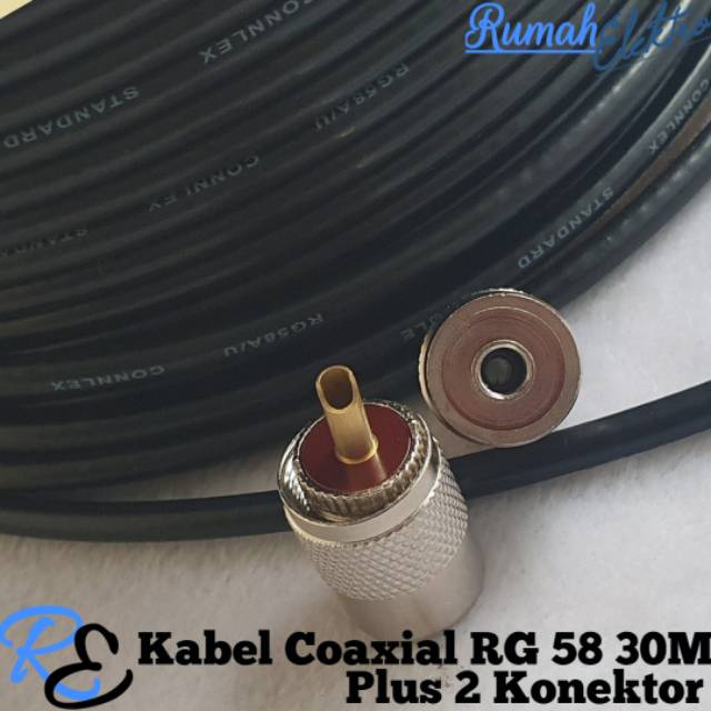 Kabel COAXIAL RG 58 30 Meter Plus Dua Konektor