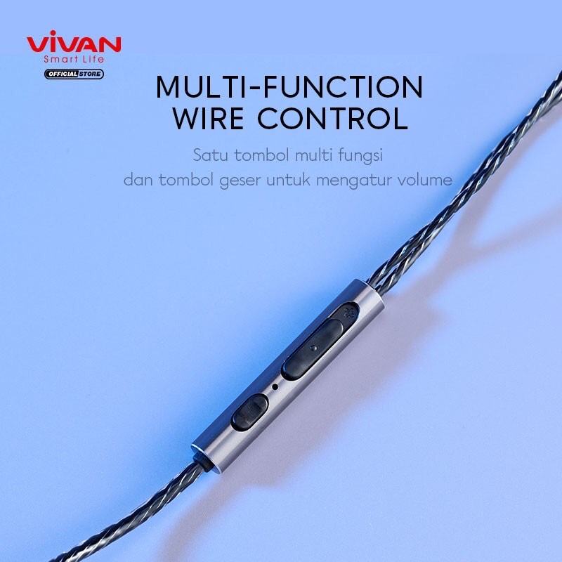 VIVAN Q12 Wire Earphone Deep Bass Mic Konektor L 90 Garansi Resmi 1 Tahun