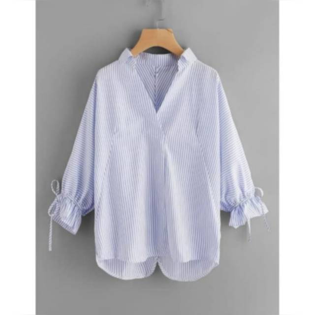 LAMORE Blouse Wanita Jumbo / Baju Atasan Katun Stripe Big Size