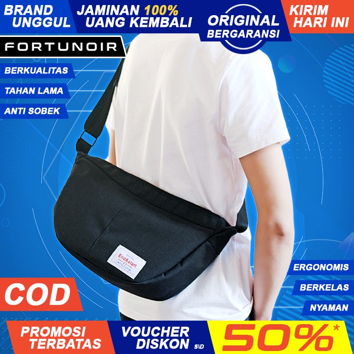 Jual Tas Selempang Pria Distro Slempang Waistbag Sling Bag Kulit Kanvas