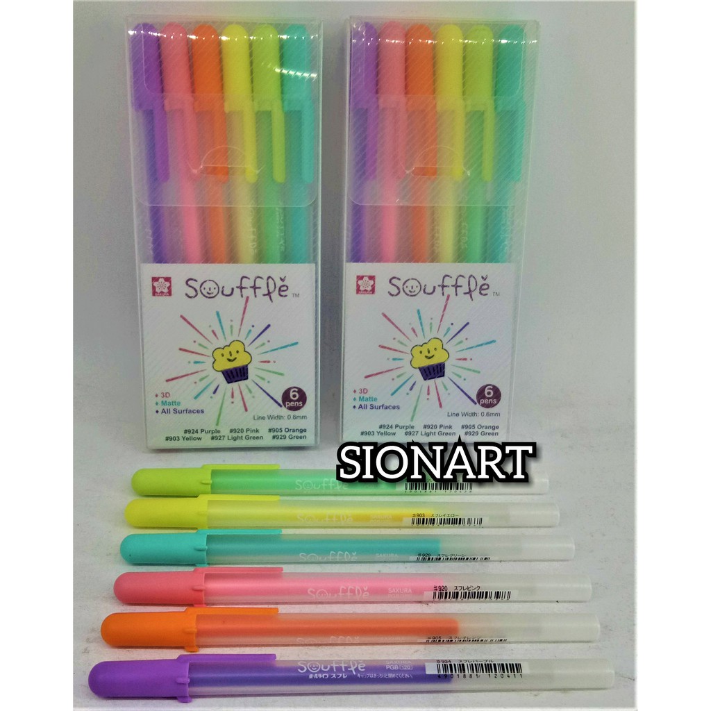 

SAKURA GELLY ROLL SOUFFLE SET 6 PULPEN PEN GEL PASTEL