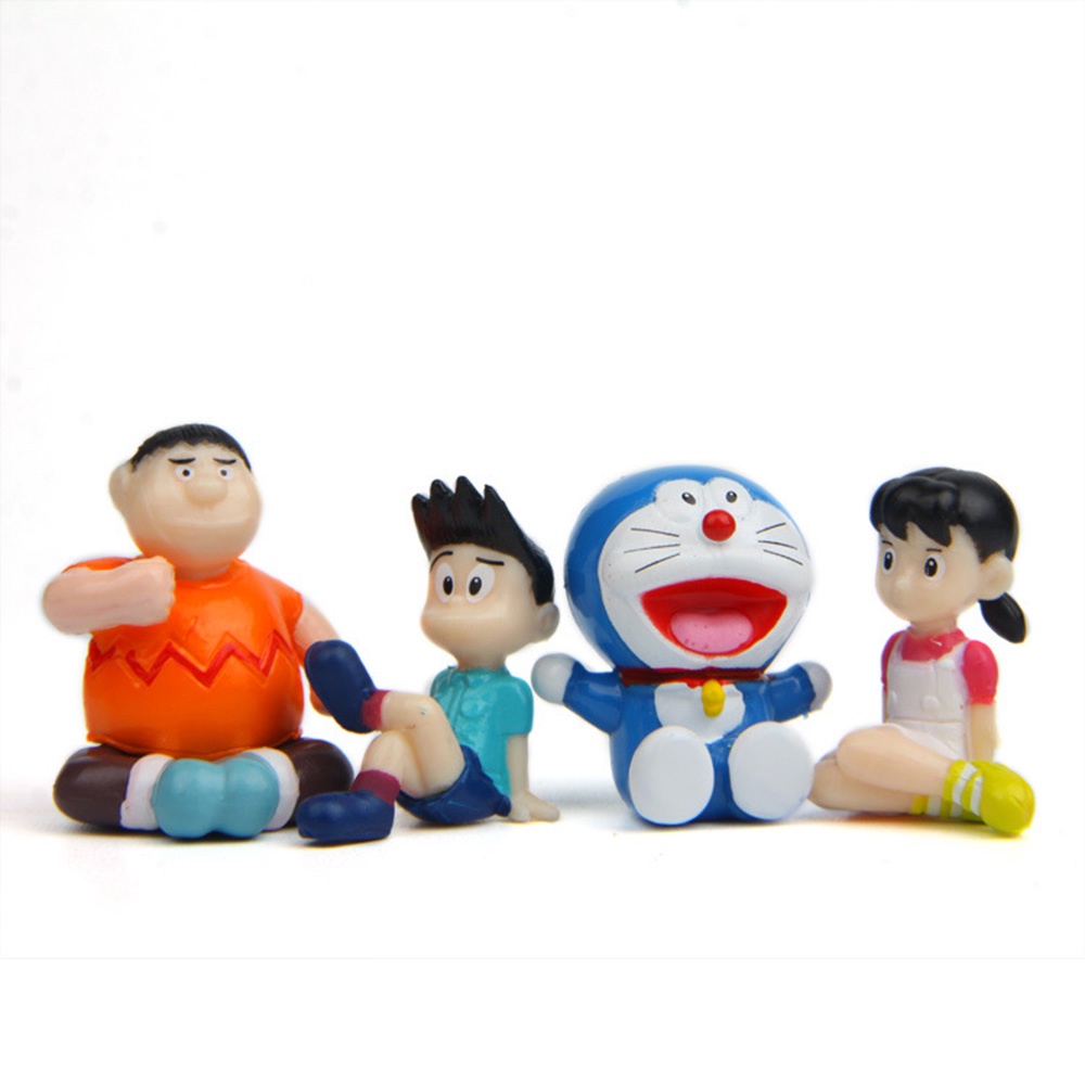 MXBEAUTY 4pcs/lot Doraemon Cartoon Collection Model Anime Figures Creative Doranikov PVC Takeshi Goda Dorami Sitting Posture Action Figure Toys