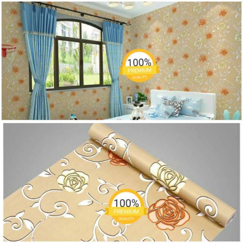 Wallpaper Dinding Sticker Ruang Tamu Motif Bunga