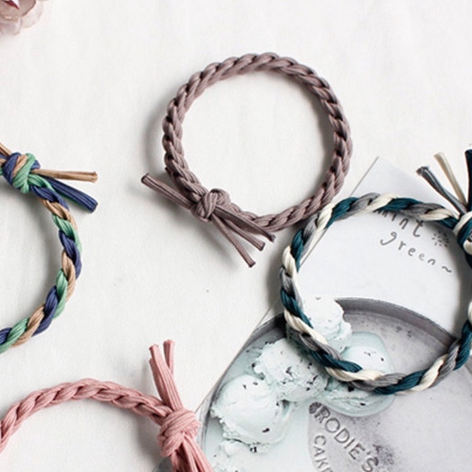 MURMURE.ID | IKAT RAMBUT JALIN POLOS KOREA KARET SIMPLE KUNCIR RAMBUT KEPANG TAMBANG HA106-POLOS DUSTY PINK