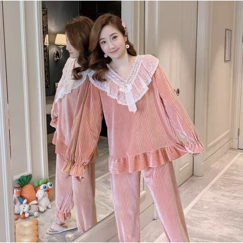 JC- Set Piyama Bulu Bludru PP / Piyama Kimono wanita terbaru / Stelan Bludru Premium import Murah-Bludru Prem Salem PP