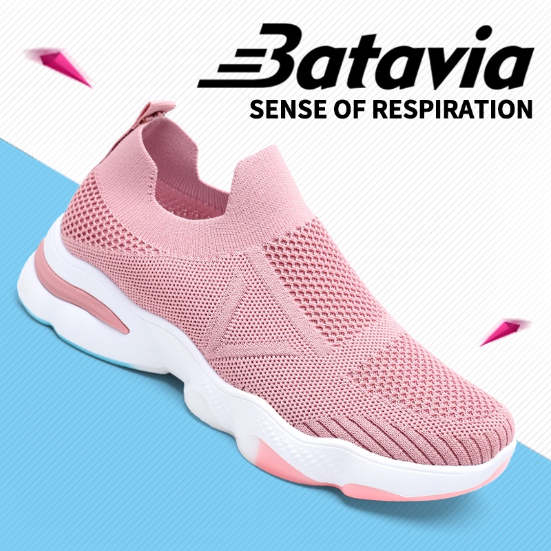 Batavia Sepatu olahraga impor premium perempuan terbaru rajut adem antislip antiaus sepatu lari anak perempuan  Batavia Shoes Fashion  Sport  Original Pink Hitam Abu Grey kanvas   Onlinemall A113 A102 A106-A111 Pink