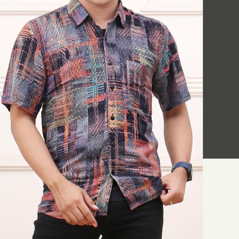 Kemeja Lengan Pendek Kantor Formal Kerja Santai Kasual Trend Pantai Batik Katun Modis