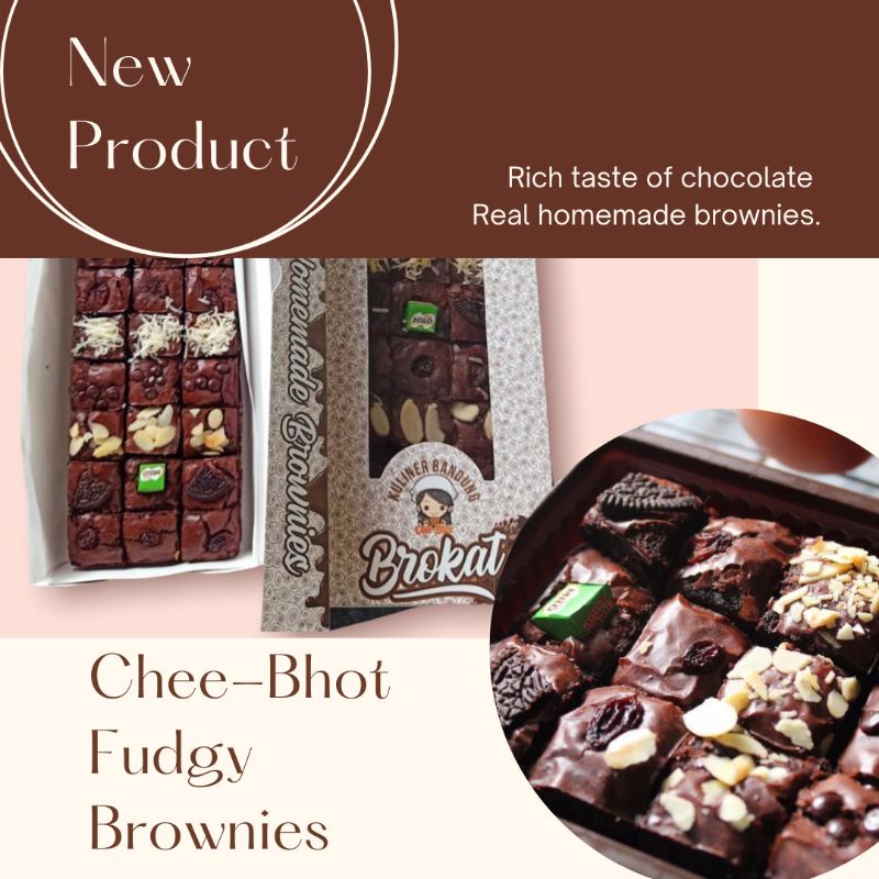 

Chee-Bhot Fudgy Brownies panggang Sekat ukuran 30x10 (berat 500gr) isi 30 pcs