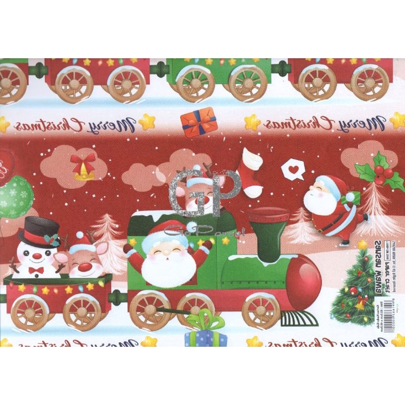 ( 5 Lembar ) NATAL SANWA - KERTAS KADO - GIFT WRAP PAPER SANWA SANSAN WAWA MERRY CHRISTMAS / XMAS / HOLIDAY / SANTA / SNOWMAN / BUNGKUS HADIAH