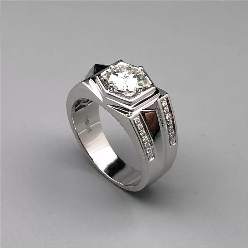 Cincin Pria Perak Berlian Casual Mewah Berkelas Wedding Ring