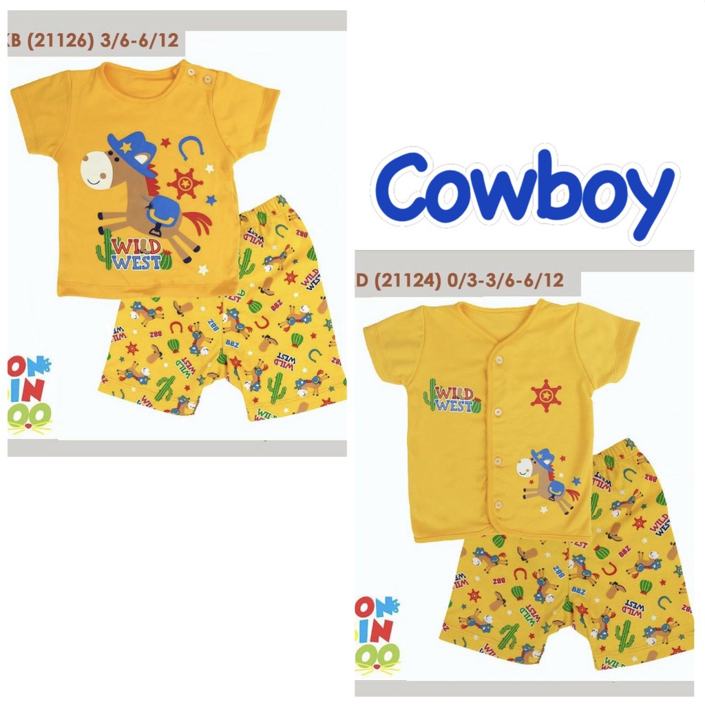 Setelan PENDEK Kombinasi POLOS MOTIF Bonbinzoo SNI 0-3 / 3-6 / 6-12m CBKS