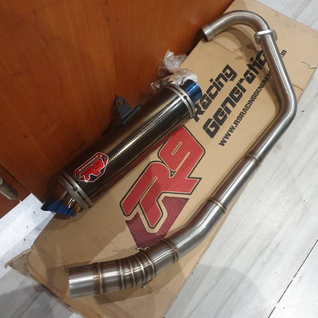 Knalpot R9 New Mugello Black Honda Megapro New Monosok Original