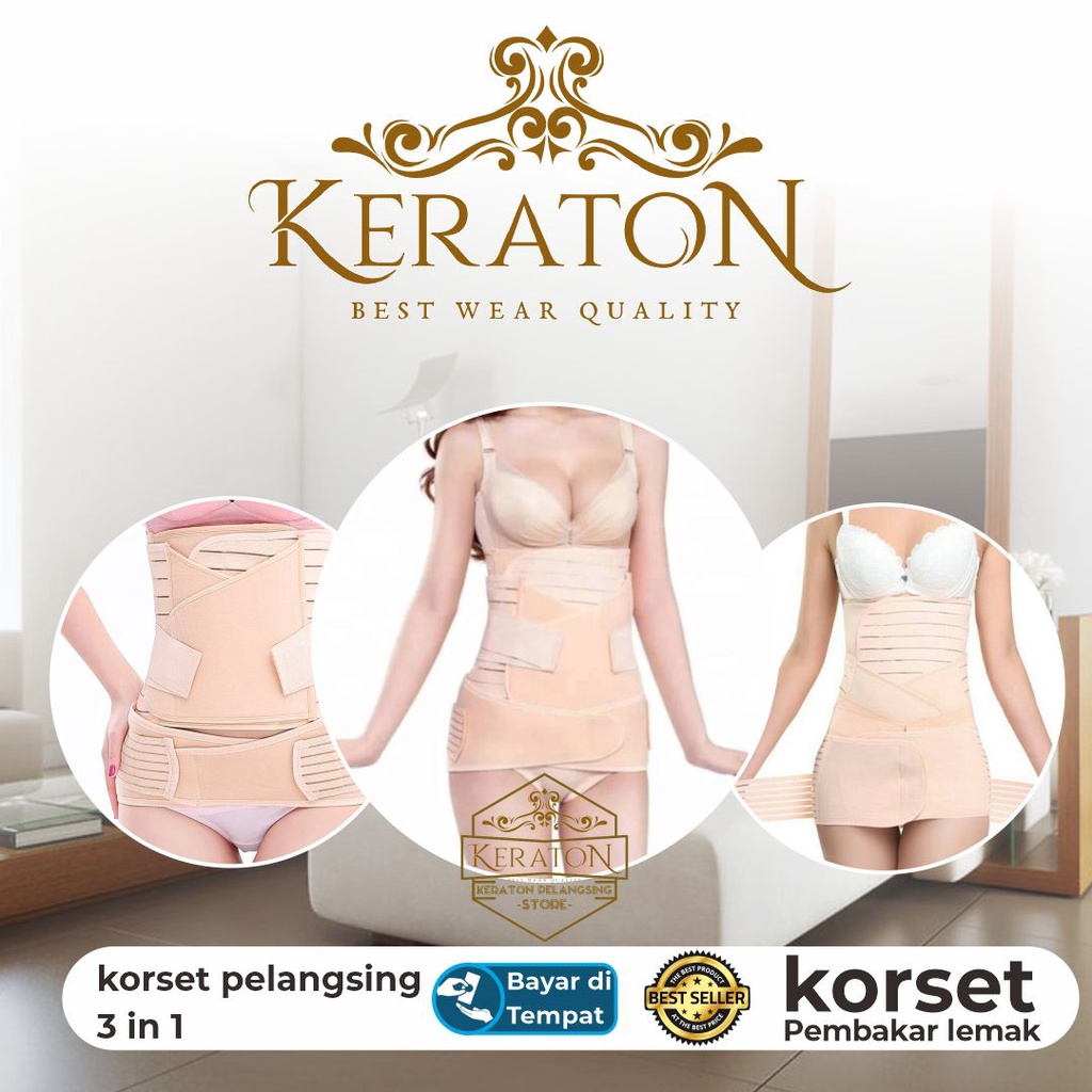 [All size] Korset  3 in 1 KERATON Original - Korset Peramping Pasca Melahirkan merk keraton