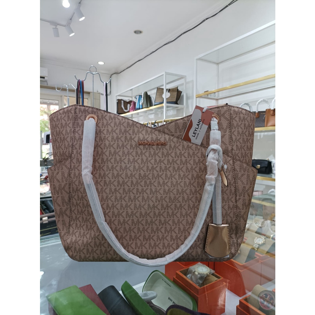 Tas MK jetset travel Lg x chain shld tote rose gold