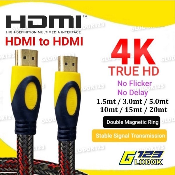 Kabel HDMI To HDMI Cable Serat Jaring 1080P V1.4 3D Full Tembaga Murnii