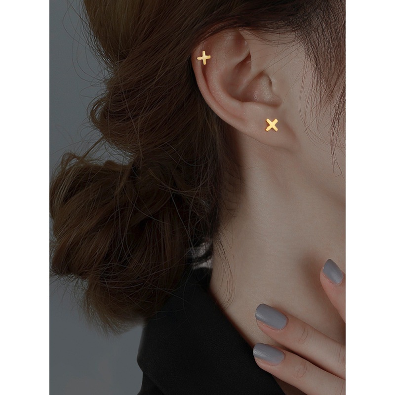 Anting Stud 925 Silver 100% Bentuk X Untuk Wanita