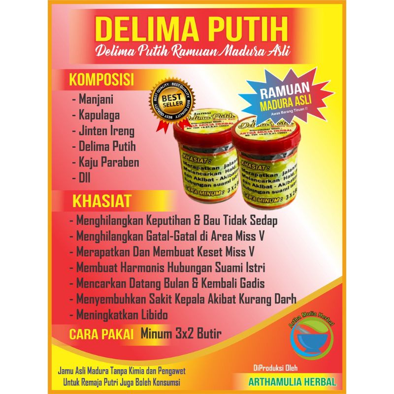 DELIMA PUTIH JAMU PERAWAN RAPET WANGI JAMU HERBAL KEWANITAAN BASMI KEPUTIHAN MISS V RAMUAN MADURA