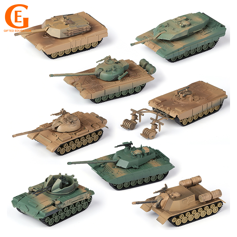 8pcs / Set Mainan Model Tank WW2 4D 1 / 72 M1A2 M42 T72-M1 Bahan Plastik Untuk Hadiah Anak