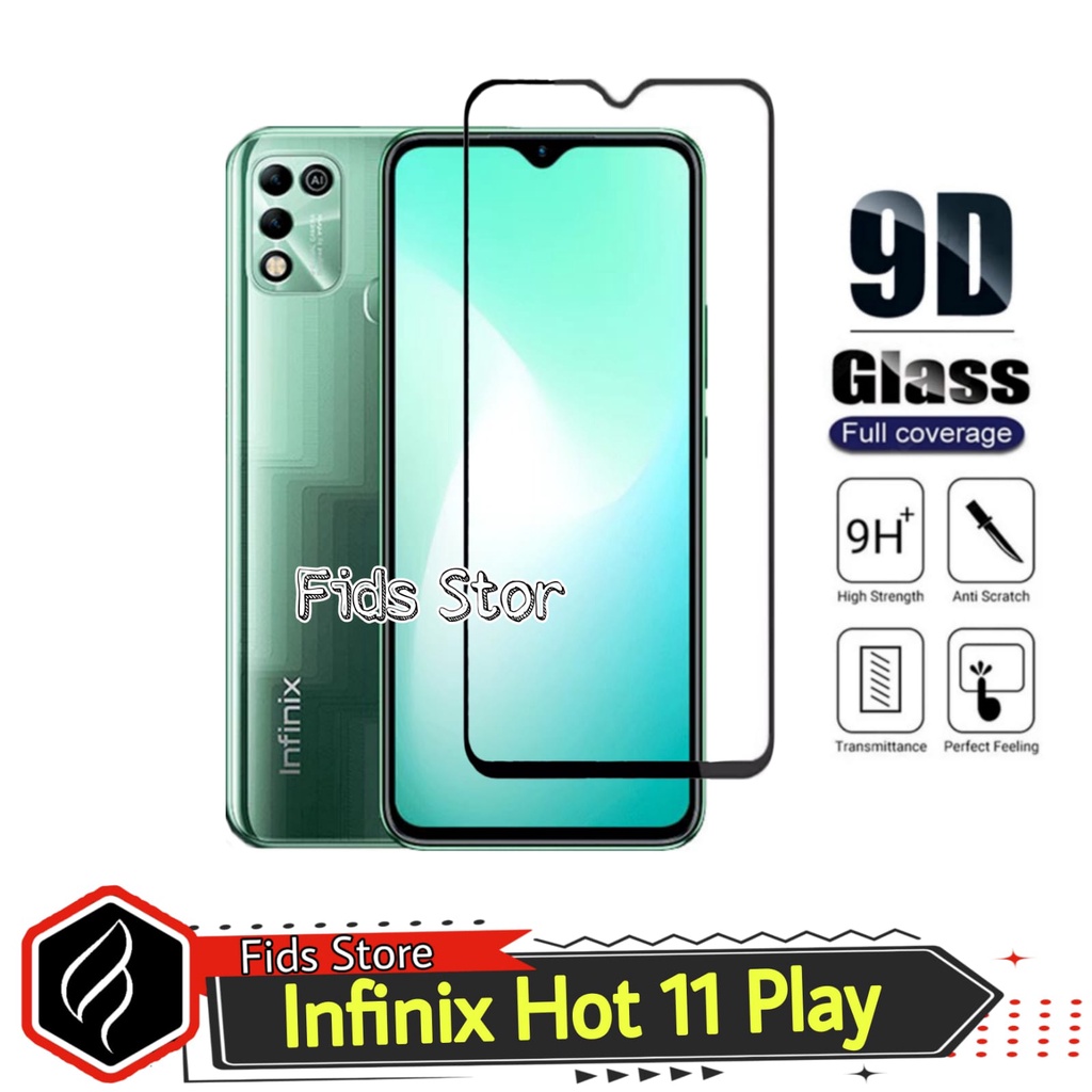 PROMO Tempered Glass INFINIX HOT 11 PLAY -NEW HOT anti gores Layar FULL COVER Black Premium / Anti Gores Kaca / Screen Protector FULL Screen INFINIX HOT Series