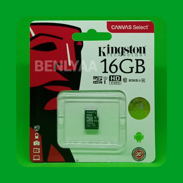 MicroSD Kingston 16 GB Class 10 80mb/s | Micro SD Kingston 16 GB | Original 100% Garansi