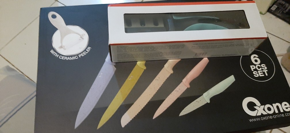 Pisau Set/knife Set Oxone Multi Color Marble Ox-608n/ox-605 Black Marble Knifeset/ox-609n Onyx Hitam