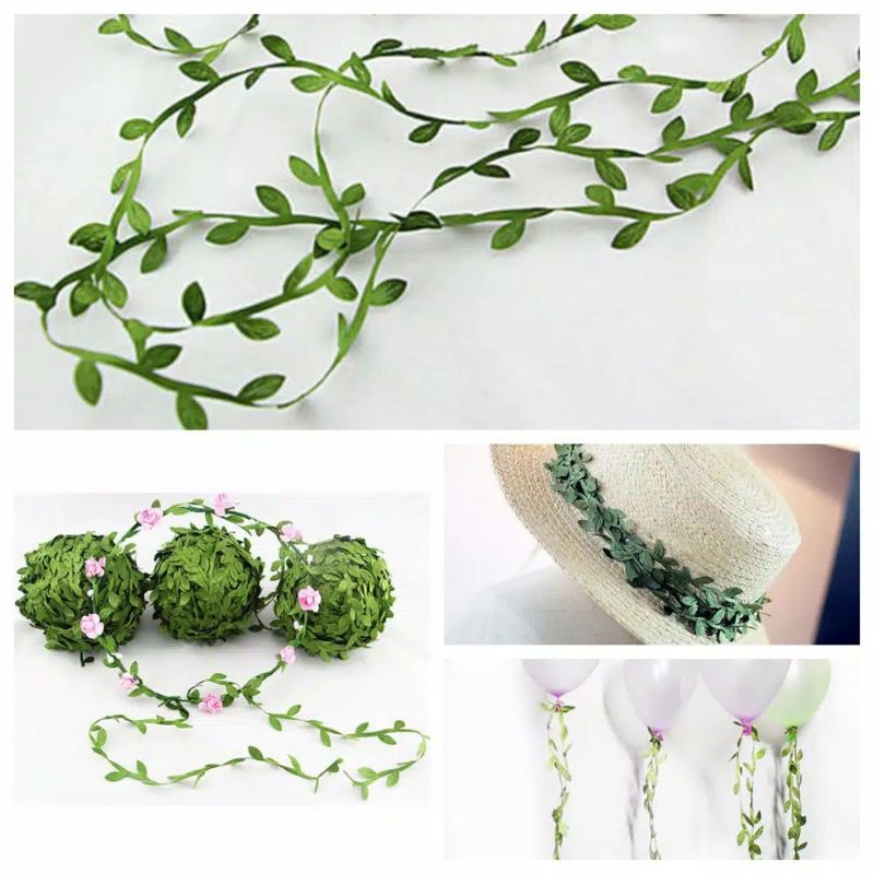 Tali Daun Flower Crown Daun Rambat Pita Daun Mini permeter