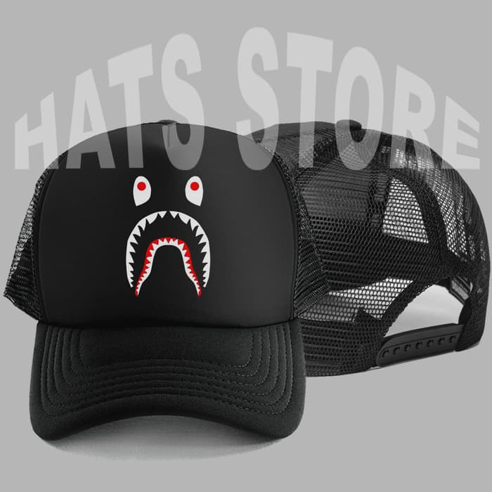 TOPI TRUCKER LOGO BAPE SHARK