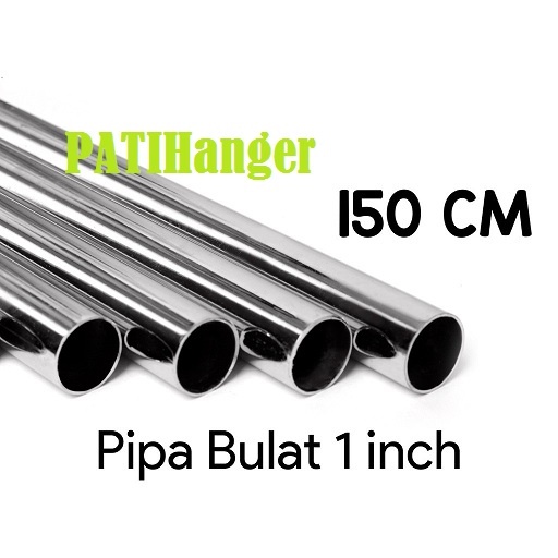 PIPA BULAT 150cm Chrome 1&quot; inc l Gantungan Baju Display