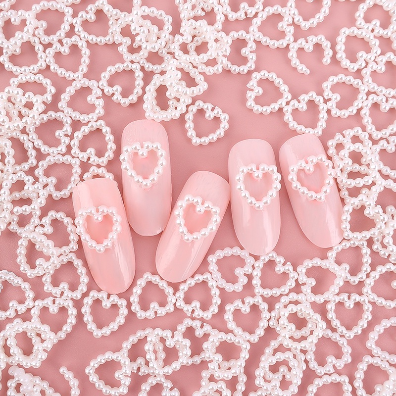 10 Pcs Mutiara Mini Bentuk Hati Bahan Plastik Gaya Vintage Untuk Dekorasi Nail Art