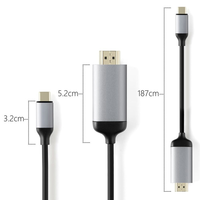 MINIX NEO C-4K - USB-C to 4K HDMI Cable 180 cm - Hi-Res Display - Konekter USB-C ke 4K HDMI