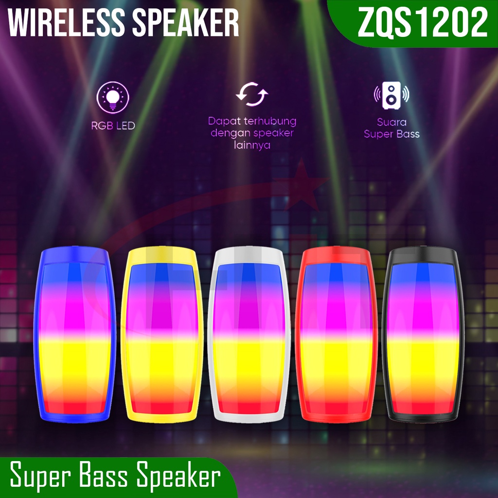Speaker Portable ZQS1202 Wireless Super Bass with Led Light Function