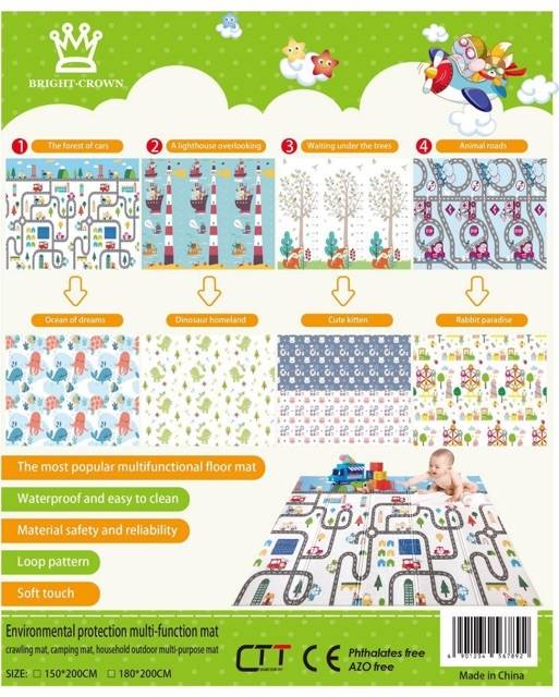 Playmate Premium Anak Bayi Lipat Tebal1cm double pad (bonus tas) (playmate tikar busa)-4